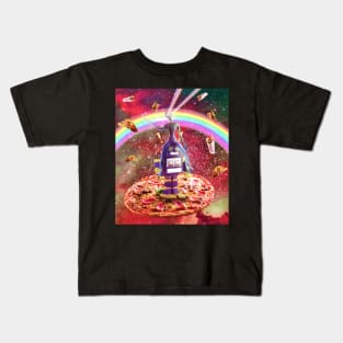 Laser Eyes Outer Space Alien Riding Robot Kids T-Shirt